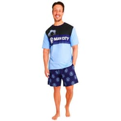 Manchester City FC Manchester City F.C. Mens Short Pyjamas Set, Cotton Lounge Wear Man City Gifts