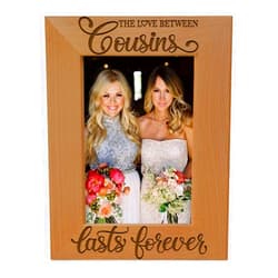 KATE POSH The Love Between Cousins Lasts Forever Engraved Natural Wood Picture Frame. (5x7-Vertical)