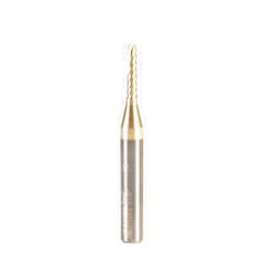 Amana Tool 57343-Z SC Spiral O Single Flute Improved Surface Finish Aluminum Cutting 1/8 D x 1/2 CH x 1/4 SHK x 2 Inch Long Up-Cut ZrN Coated Router Bit withMirror Finish