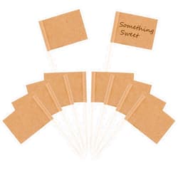 Pangda 100 Pieces Blank Toothpick Flags Cheese Markers Food Labels for Party Buffet Cheese Labels for Charcuterie Board Cheese Board Accessories Flag Toothpicks for Appetizers (Kraft)