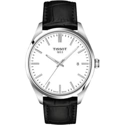 Tissot PR 100 Quartz 40mm, Swiss Quartz Watch for Men, Stainless Steel Case, Black Leather Strap, T1504101601100