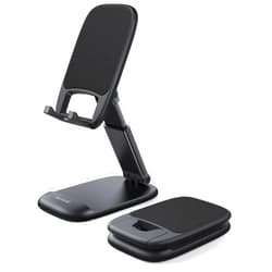 Lamicall Foldable Phone Stand for Desk - Height Adjustable Cell Phone Holder Portable Cellphone Cradle Desktop Dock Compatible with iPhone 16 15 14 13 Pro Max Mini, 12 11 XR X 8 Plus SE, Smartphone