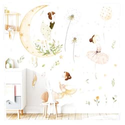 FAYYGYH Colorful Cute Ballerina Wall Stickers,Peel and Stick Removable Lovely Ballet Girls Wall Decals,Little Princess Wallpaper Art Decor for Kids Baby Bedroom Living Room Dance Room