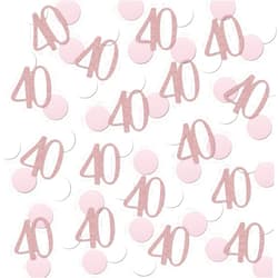 MAGJUCHE Rose Gold 40 Confetti, 40th Glitter Birthday Number Confetti, 200pcs Anniversary Party Table Decoration Supplies