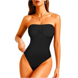 Irisnaya Strapless Shapewear Bodysuit for Women - Thong Bodysuit Tummy Control Tube Top Body Suits with Removable Strap