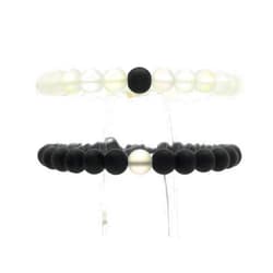 TUTTI JOYERÍA ARTESANAL Distance bracelet - Couple Bracelet - Pair of Distance Bracelets for Lovers -2 Pieces - Perfect Gift for Valentine's Day, Anniversaries and Other Occasions (Mermaid Glass Adjustable)