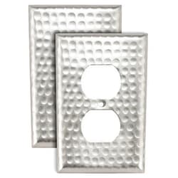 Monarch Abode 18018 Single Switch Hand Hammered Duplex Aluminum Decorative Wall Plate Switch Plate Outlet Cover, 1-Gang, Brushed Nickel (Pack of 2)