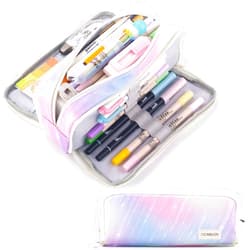 CICIMELON Large Capacity Pencil Case 3 Compartment Pouch Pen Bag for School Teen Girl Boy Men Women (Meteor)