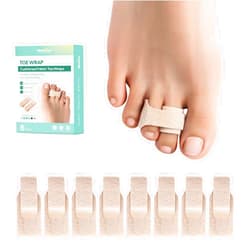 Welnove Hammer Toe Straightener - 8 Pack Broken Toe Wraps - Hammer Toe Corrector for Women - Toe Splints for Crooked Toes, Curled Toes, Bent Toes - (Large, Beige)