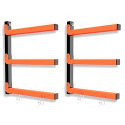S&R PLKOP Lumber Storage Rack, Wall Mount 3-Level Heavy Duty 460 LB Capacity, Wood Organizer for Garage, Orange Metal Racks (2 Pack) Indoor/Outdoor