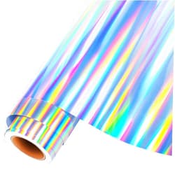GIRAFVINYL Glossy Rainbow Holographic Silver Chrome Vinyl 1ftx15ft for Silhouette Cameo, for Decals,Signs, Windows, Stickers