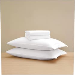 H by Frette Checkered Sateen Classic Sheet Set (Queen) - Luxury All-White Bedding Sheet Set/Includes Pillowcases, Top Sheet, and Fitted Sheet