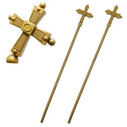Flyekist Egyptian Style Scepter Staff - Gold Saint Cross Staff Pope Bishop Cosplay 2 Piece Costume Accessory Prop