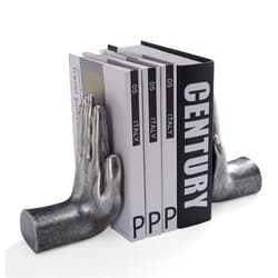 Danya B. Contemporary Accent Book Shelf Decor - Hands Sculpture Bookend Set of 2 (Silver)