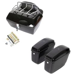 ECOTRIC Universal Motorcycle Trunk Tour Pack Luggage & Hard Saddle Bags Saddlebags w/Mounting Kit Compatible with Harley Davidson Honda Yamaha Suzuki Kawasaki Cruiser Shadow Vulcan - 2 Packages