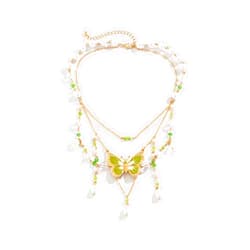 YURAOER Fairy Tassel Butterfly Choker - Colorful Pendant Necklace, Elegant Bohemian Costume Jewelry for Women