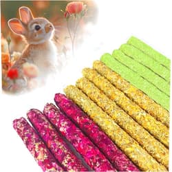 GREMBEB Rabbit Toys 20PCS Bunny Treat 3 in 1 Flower Flavored Timothy Hay Food for Hamster Molar Sticks Guinea Pig Chew Snack for Cleaning Teeth Indoor Pet Chinchilla Squirrel Gerbil Hedgehog Chipmunk