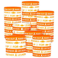 PullCrease 100 Pcs Leukemia Awareness Wristbands Bulk 10 Styles Orange Ribbon Silicone Bracelets Leukemia Awareness Wristbands with Inspirational Sayings for School Home Office Party Favor Gifts