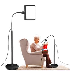 JUOIFIP 5X Magnifying Glass with Light and Stand, 36 LED Dimmable Floor Magnifying Lamp, 3-in-1 Adjustable Lighted Magnifier for Reading, Sewing, Crafts, Close Work etc
