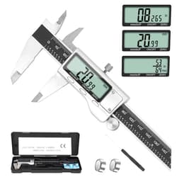 Jiavarry Digital Caliper Measuring Tool, 6 Inch Caliper Tool with Large LCD Screen, Easy Switch from Inch Millimeter Fraction, Stainless Steel Vernier Caliper Digital Micrometer for DIY/Household