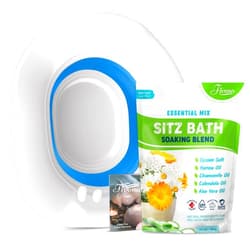 Fivona 2-in-1 Sitz Bath Soak Kit Over The Toilet Seat with Epsom Salt with Essential Oils Blend for Hemorrhoids and Postpartum Care Ideal for Perineal Soaking and Fast Irritation Relief