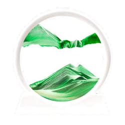 Arthink Moving Sand Art Picture,Liquid Motion 3D Sea Sandscape in Motion Display, Flowing Sand Frame Desktop Art Bookshelves Home Office Decoration (7 inch, Green)