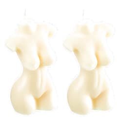 Nuanchu 2 Pieces Body Soy Candle Female Body Shaped Candle Woman Torso Candle Woman Bust Candle Home Decoration for Christmas Bedroom Bathroom Aesthetic Decoration (White, Simple Style)