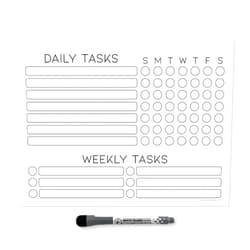 Glassboard Studio Dry Erase Whiteboard Task Planner by Glassboard Studio | Removable and Restickable Adhesive Decal | Fine-Tip Magnetic Marker Included (9 x 12 inches, White)
