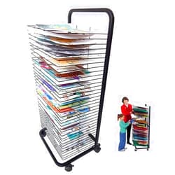 CMMC YSCMX 3 Sizes Art Drying Rack, Mobile Art Drying Rack with Wire Shelves for Works of Art, Black Powder Coated Finish, Art Rack Storage Organizer on Wheels，Ideal for Education Schools and Art Clubs