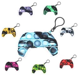 KINIA 8 Pack Fidget Toys Mini Pop It Sensory Controller Toy Fidgets Keychain - US Patent - Controller Shaped Keychain Pop It Toy (Controller Keychain, 8 Pack)