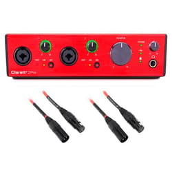Audiosavings Bundle: (1) Focusrite Clarett+ 2Pre USB-C Audio Recording Interface Bundle with (2) Rockville RCXFM10P-R Red 10' Female to Male REAN XLR Mic/Speaker Cable (3 Items)