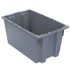 Akro-Mils 35185 Nest and Stack Plastic Storage Container and Distribution Tote, (18-Inch L x 11-Inch W x 9-Inch H), Gray, (6-Pack)