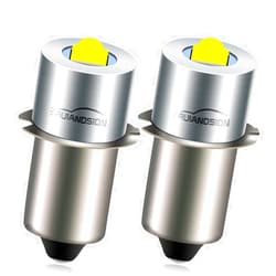 Ruiandsion Upgrade LED Flashlight Bulb P13.5S 6-24V LED Bulb 6V 9V 12V 18V 19.2V Replacement for Ryobi Milwaukee DEWALT Lamp Torch Lantern Work Light Maglit Bulbs, Non-Polarity (Pack of 2)