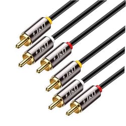 J&D Audio Video RCA Cable, Gold Plated 3 RCA Male to 3 RCA Male Stereo AV Cable Compatible with Set-Top Box, Speaker,Amplifier,DVD Player, RCA Cables, 6 Feet