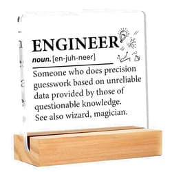 Yuzi-n Engineer Gifts for Women Men, Engineer Definition Clear Acrylic Desk Decorative Sign for Home Office, 4 x 4 Inches