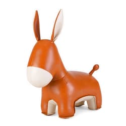 Zü​ny Bookend Donkey Yale, Leather Bookends for Shelves, Handmade Animal Home Decor, Zuny Series, Tan+Wheat