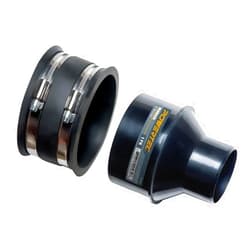 POWERTEC 70322 4 Inch to 2-1/2 Inch Reducer and 4 Inch Dust Control Flex Cuff with Stainless Steel Hose Clamps, Dust Collection Fitting for Woodworking Dust Collection Hose and Dust Ports, 1 Set