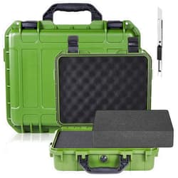 Relaxweex 1 Pcs 11.3 x 8.7 x 4.2 Inch Waterproof Hard Case with DIY Customizable Foam Insert Portable Protective Case with Knife for Camera Drones Equipments Tools Test Instruments (Green)