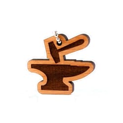 Sunset Design Lab Hammer and Anvil Wood Laser Cut Keychain Charm Ornament
