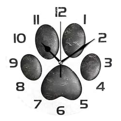 ABLINK ALAZA Black Cute Dog Paw Round Wall Clock, Silent Non Ticking Oil Painting Home Office School Decorative Clock Art