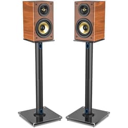 Rfiver Upgraded 45° Swivel Speaker Stands Pair for Surround Sound, Heavy Duty 28 Inch Bookshelf Speaker Stand Each Holds 22lbs Large Speaker, Floor Speaker Stand Built-in Cable Management, 1 Pair