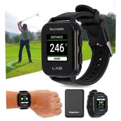 PlayBetter SkyCaddie LX2 Golf GPS Watch - Lightweight & Simple Golf Yardage Rangefinder Touchscreen Watch w/ 35K Courses, Intelligent Automation, & Scoring - Power Bundle with PlayBetter 5000mAh Portable Charger