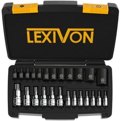 LEXIVON Master Torx Bit and Socket Set, Premium S2 Alloy & Cr-V Steel | 25-Piece, Bit Socket T8-T60 & E-Torx E4-E22 | Heavy-Duty Storage Case (LX-148)
