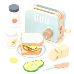 UMU® Wooden Toaster & Sandwich Play Set – Includes Pop-up Toaster, Sliceable Butter, Kitchen Accessories & More – Pretend Play Toy for Kids Ages 3 4 5 6