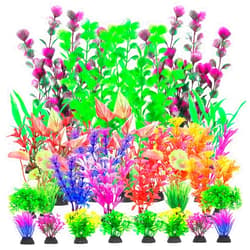 CousDUoBe 30Pcs Aquarium Plants, Fish Tank Accessories Artificial Aquatic Plants,Full Set of Fish Tank Decorations, Various Sizes
