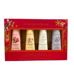 Crabtree & Evelyn Hand Therapy 4-Pack (0.9 oz Each) (Summer Hill, Nantucket Briar, Lavender, Rosewater)