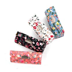 AUEAR, 4 Pack Floral Lipstick Case with Mirror for Purse Travel Holder (Small Flower Pattern)