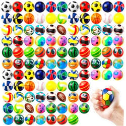 Yunsailing 108 Pcs Mini Stress Balls Bulk 2.4'' Sensory Fidget Ball Treasure Box Prizes Soft Assorted Stress Relief Toys for Hand Wrist Finger Exercise Adult Teen Party Favor Classroom