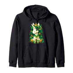 St Patricks Day Shirts for Girls Cute Unicorn - St Patricks Day Girls Lepricorn Zip Hoodie