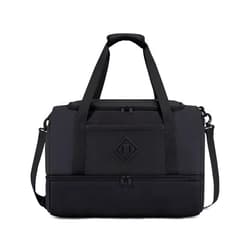 WANDF For Spirit Airlines 18x14x8 Personal Item Bag with USB Charging Port, Travel Duffel Bag with Wet Pocket & Shoe Compartment, Weekender Carry On Luggage for Women Men (Black)